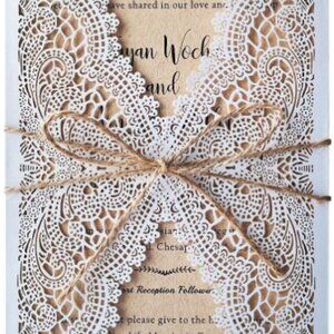 New Rustic Laser Cut Vintage Invitations